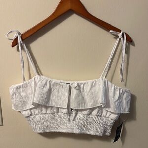 Lulu's White Ruffled Camisole Top